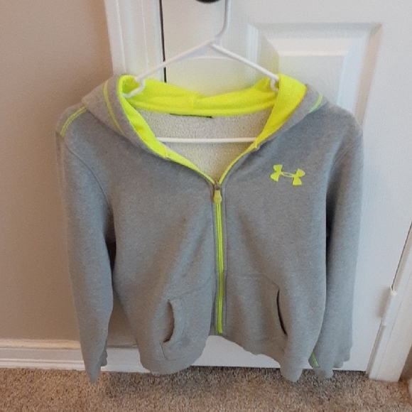 Under Armour Tops - Under Armour Kids Gray and Yellow Hoodie
